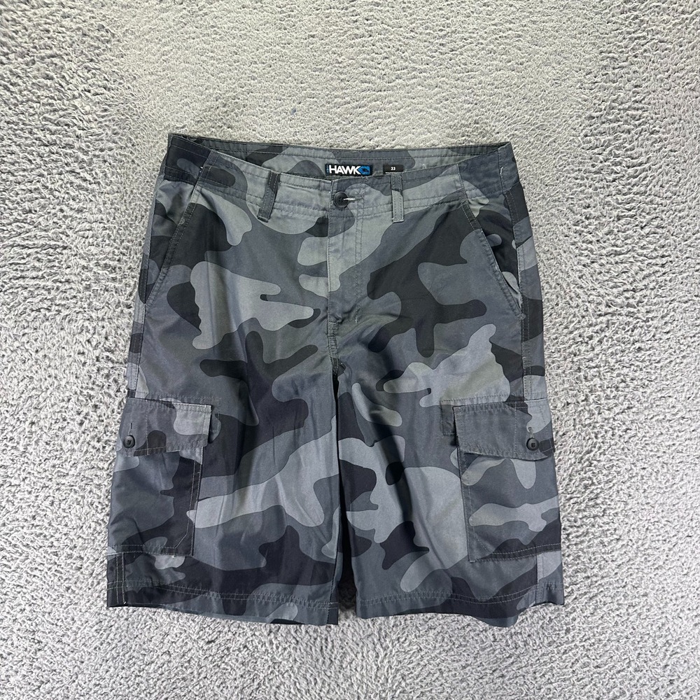 Tony Hawk Shorts Mens 33 Gray Camouflage Polyester Cargo Workwear Outdoors